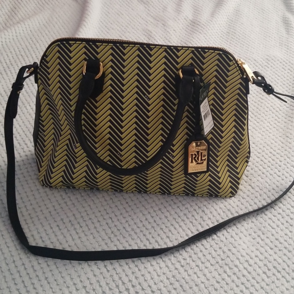 Ralph Lauren Boswell Dome Satchel in Sitron/Blk